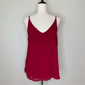 Oscar-St Double V Mulberry Red Cami Top, Sz Medium